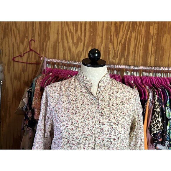 Vtg LL Bean Long Sleeve Button Down Floral Shirt Size 10 Maine USA Cotton - Picture 3 of 8